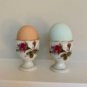 Set of 2 Porcelain Painted Egg Cups Japan